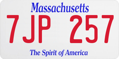 MA license plate 7JP257