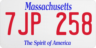 MA license plate 7JP258