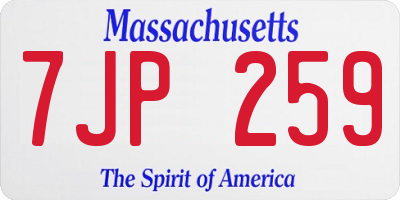 MA license plate 7JP259