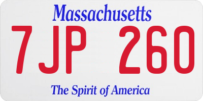 MA license plate 7JP260