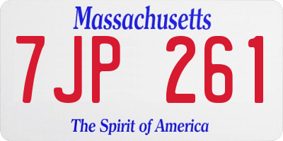 MA license plate 7JP261