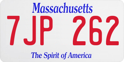 MA license plate 7JP262