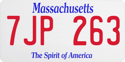 MA license plate 7JP263