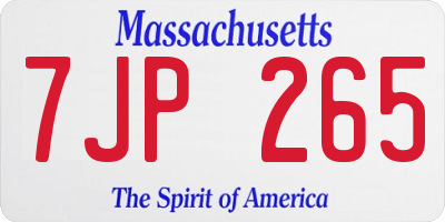 MA license plate 7JP265