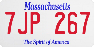 MA license plate 7JP267