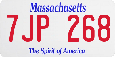 MA license plate 7JP268