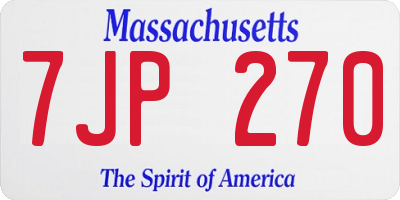 MA license plate 7JP270