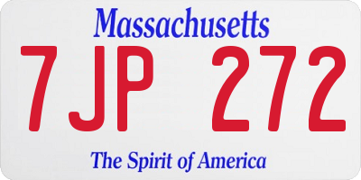 MA license plate 7JP272