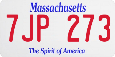 MA license plate 7JP273