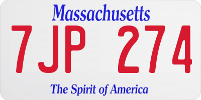 MA license plate 7JP274