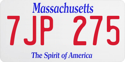MA license plate 7JP275