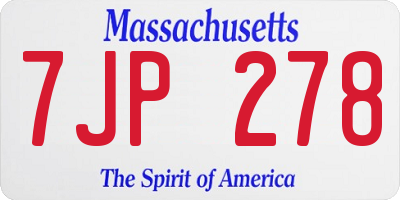 MA license plate 7JP278
