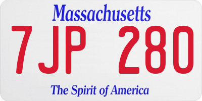 MA license plate 7JP280