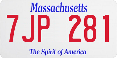 MA license plate 7JP281