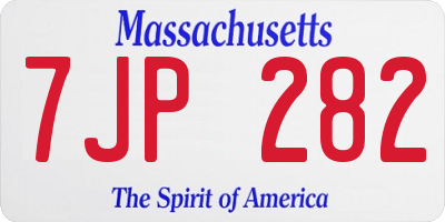 MA license plate 7JP282