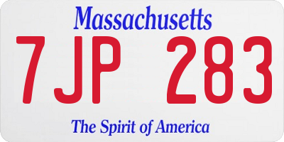 MA license plate 7JP283