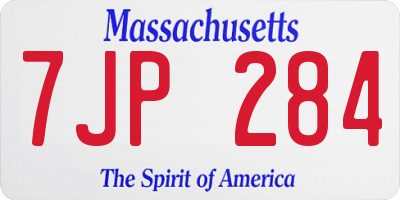 MA license plate 7JP284