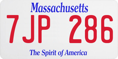 MA license plate 7JP286