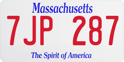MA license plate 7JP287