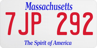 MA license plate 7JP292