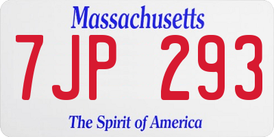 MA license plate 7JP293