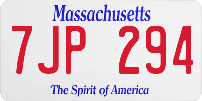 MA license plate 7JP294