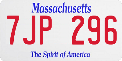 MA license plate 7JP296