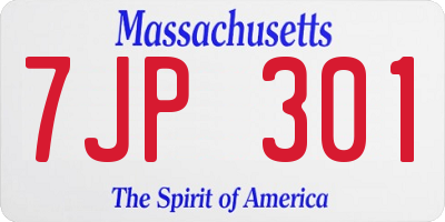 MA license plate 7JP301
