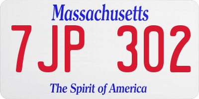 MA license plate 7JP302