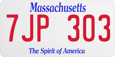 MA license plate 7JP303
