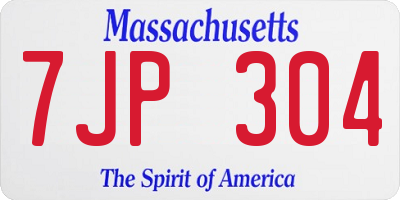 MA license plate 7JP304