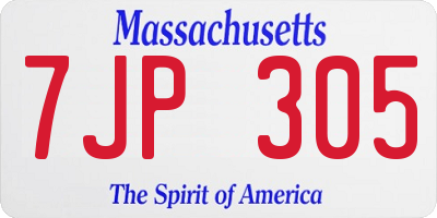MA license plate 7JP305