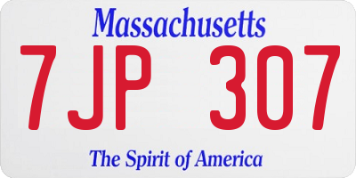 MA license plate 7JP307
