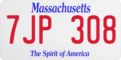 MA license plate 7JP308