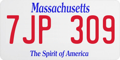 MA license plate 7JP309