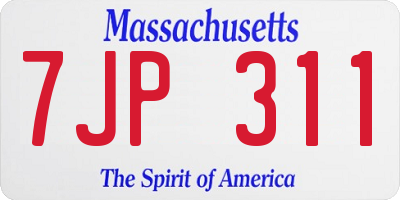 MA license plate 7JP311