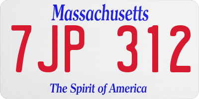 MA license plate 7JP312