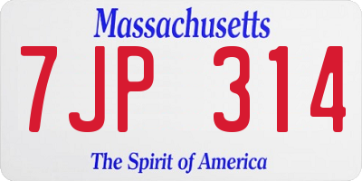 MA license plate 7JP314