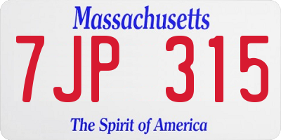 MA license plate 7JP315