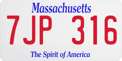 MA license plate 7JP316