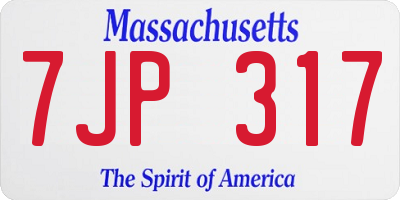MA license plate 7JP317