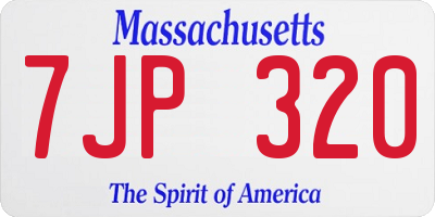 MA license plate 7JP320
