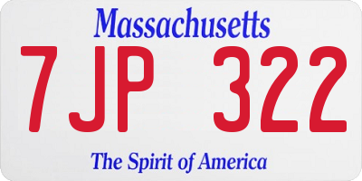 MA license plate 7JP322