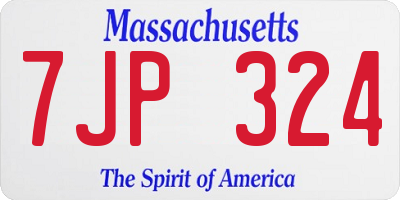 MA license plate 7JP324