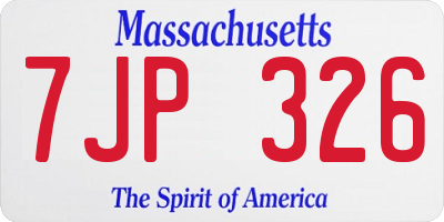 MA license plate 7JP326