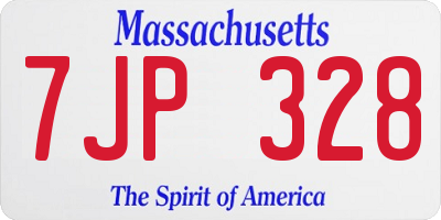 MA license plate 7JP328