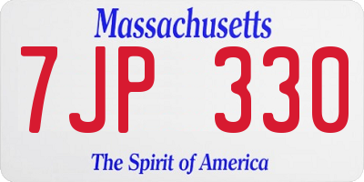 MA license plate 7JP330