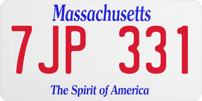 MA license plate 7JP331