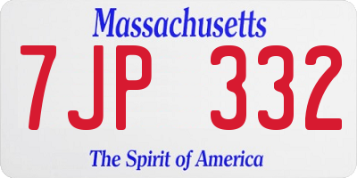 MA license plate 7JP332