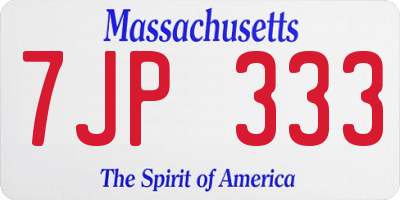 MA license plate 7JP333
